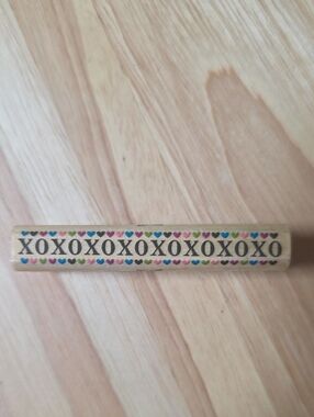 CAKE XOXO Hearts Border Wood Mounted Rubber Stamp Love Valentine